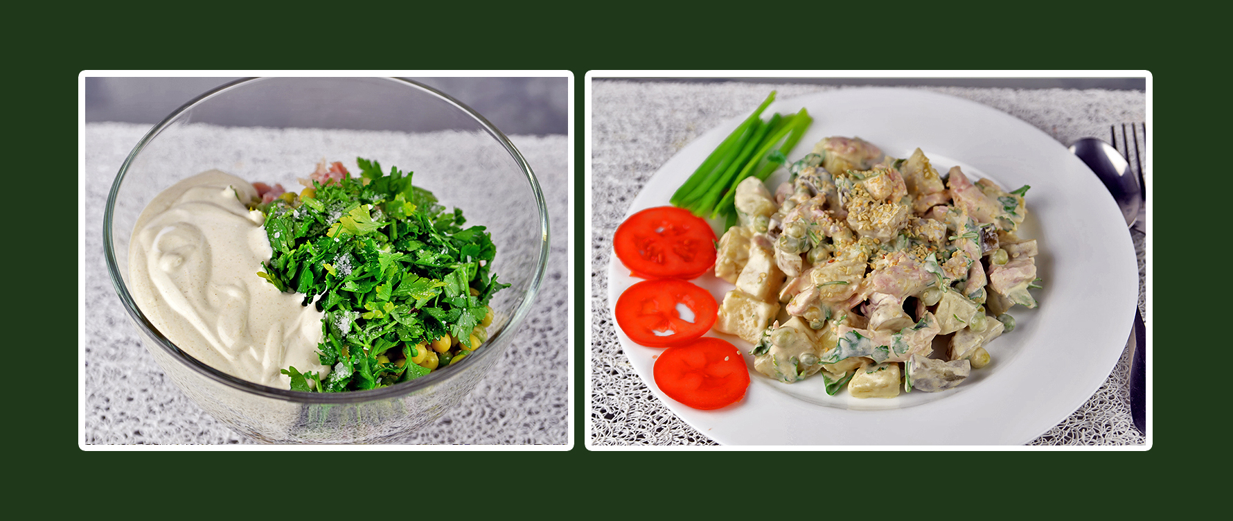 Hähnchen-Salat mit Dressing aus Schmand & Senf und Petersilie