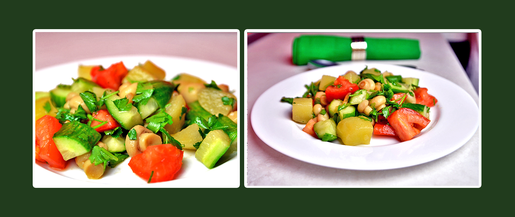 Gesunde Kost mit  Salat aus Gemüse und Pilzen