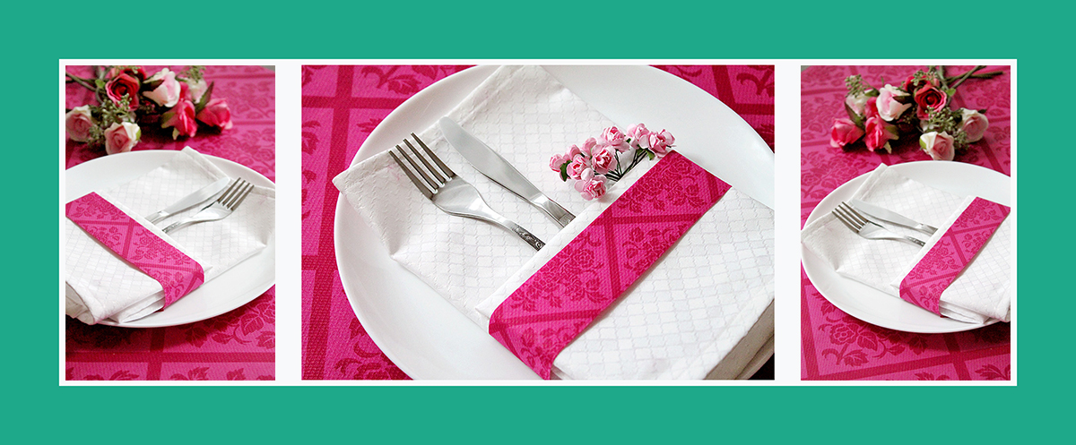 Stoffserviette falten mit rosa Bändchen Anleitung Stoffserviette falten mit rosa Bändchen Anleitung
