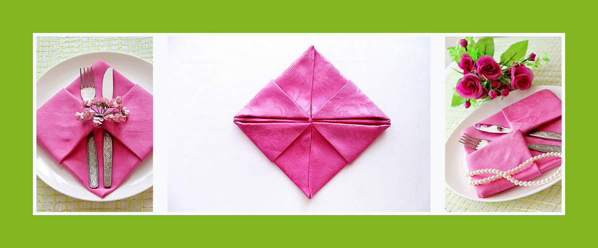 Tischdekoration mit rosa Servietten Tischdekoration mit rosa Servietten