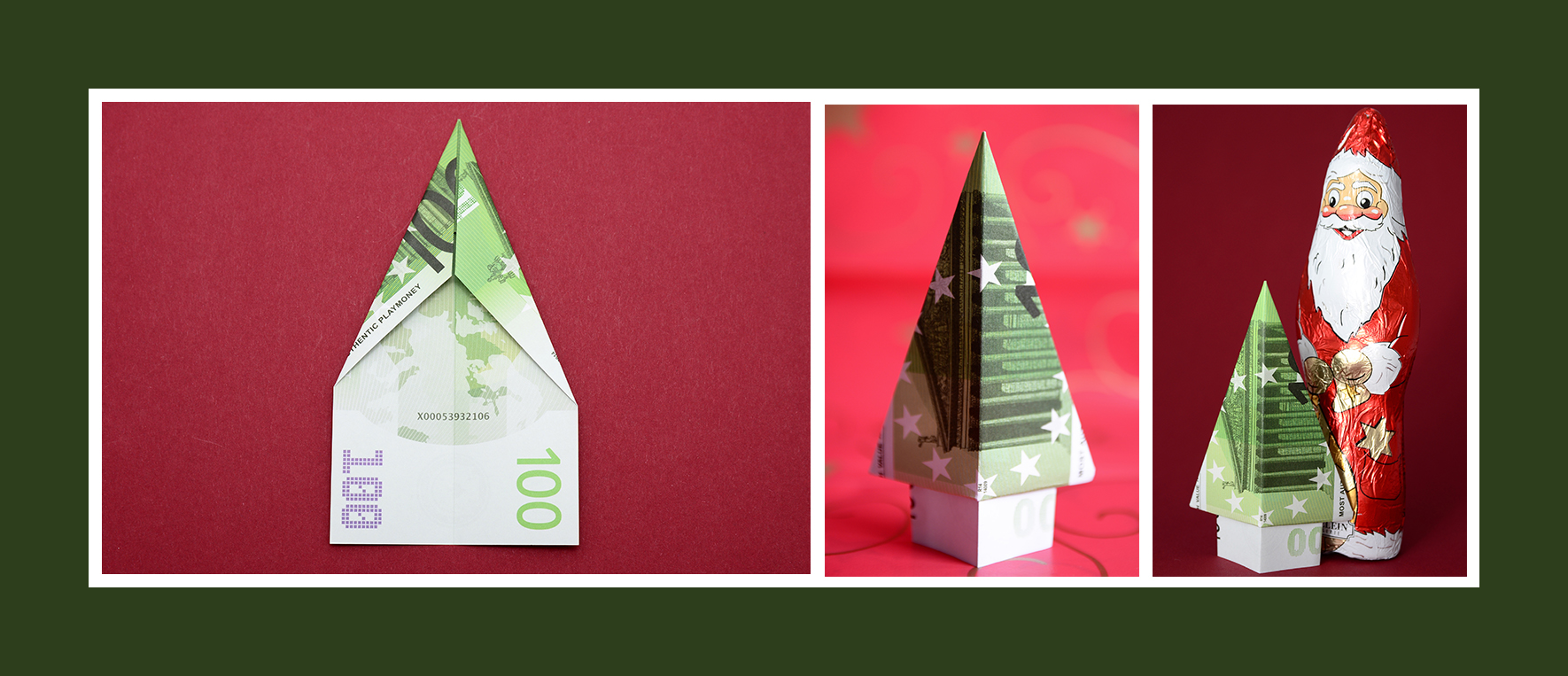 Geldscheine falten Weihnachtsbaum Geldscheine falten Weihnachtsbaum