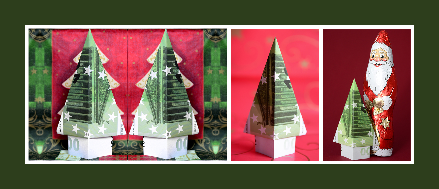 Geldscheine falten Anleitung Weihnachtsbaum Tannenbaum Geldscheine falten Anleitung Weihnachtsbaum Tannenbaum