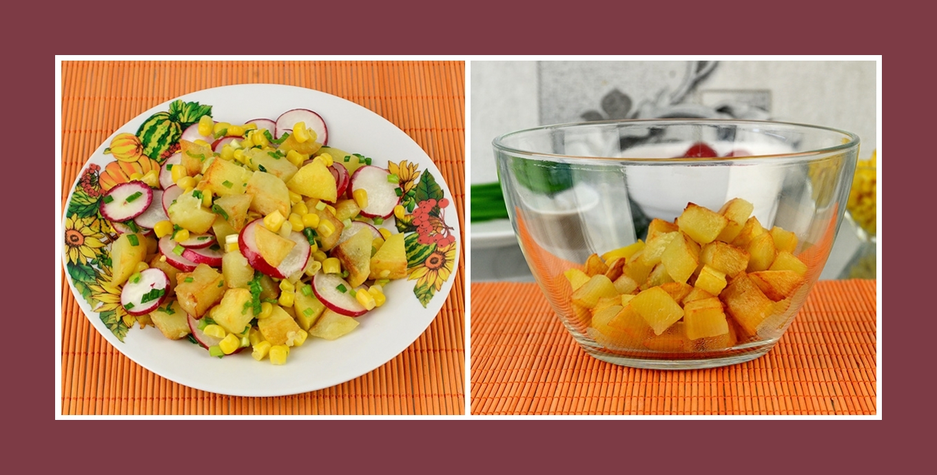 Salat aus Bratkartoffeln und Frühlingsgemüse