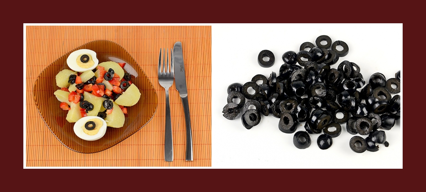 Mediterranter Kartoffelsalat mit schwarzen Oliven