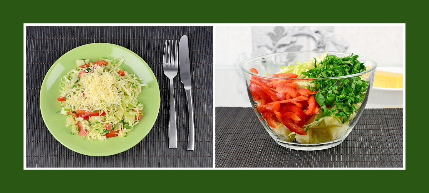 Bunter Kartoffelsalat mit roter Paprika, grüner Petersilie und Frühkraut