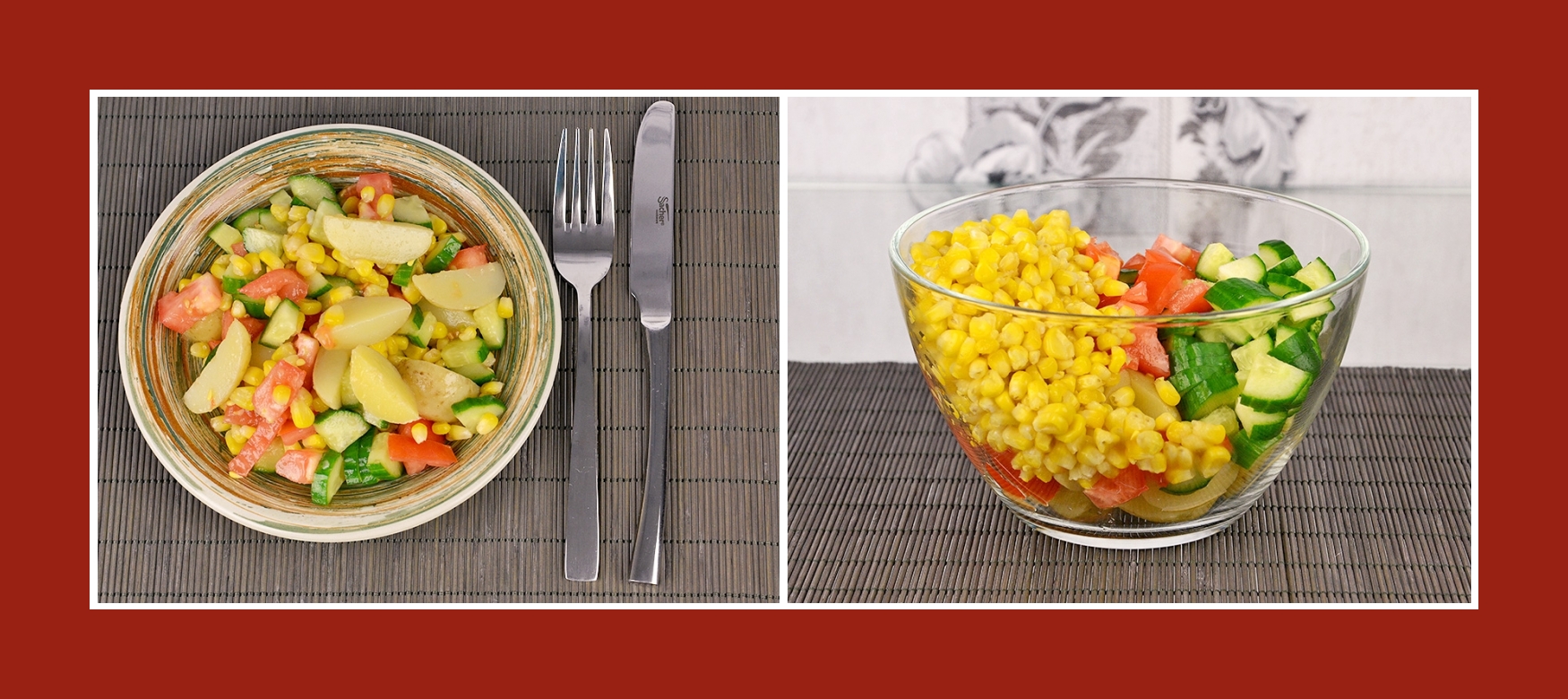 Sommerlicher Salat mit frischem Gemüse und Mais