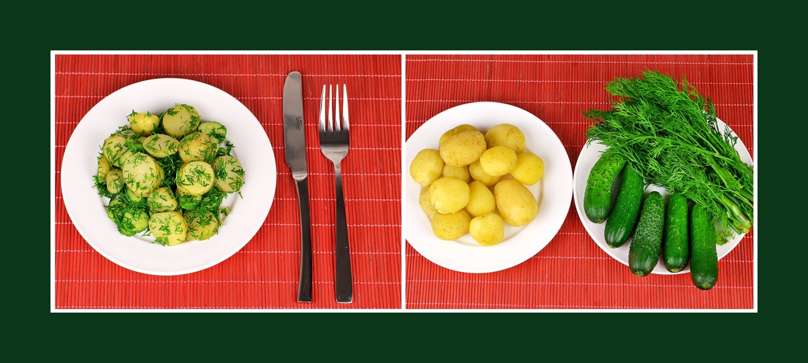 Einfacher Salat oder originelle Beilage aus Frühkartoffeln, Gurken und Kräutern
