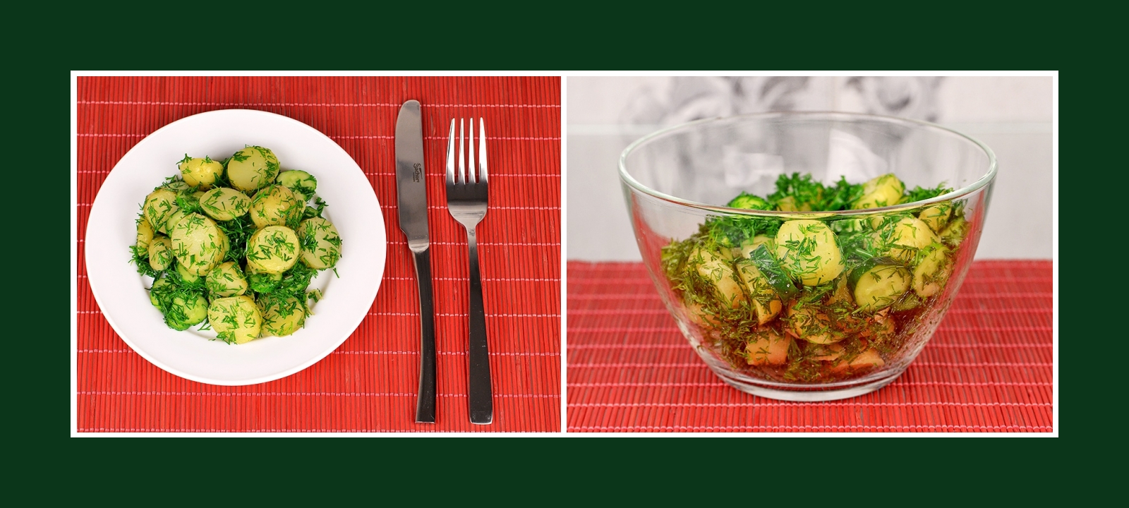 Leckerer und einfacher Salat aus Gurken, Kartoffeln und Dill