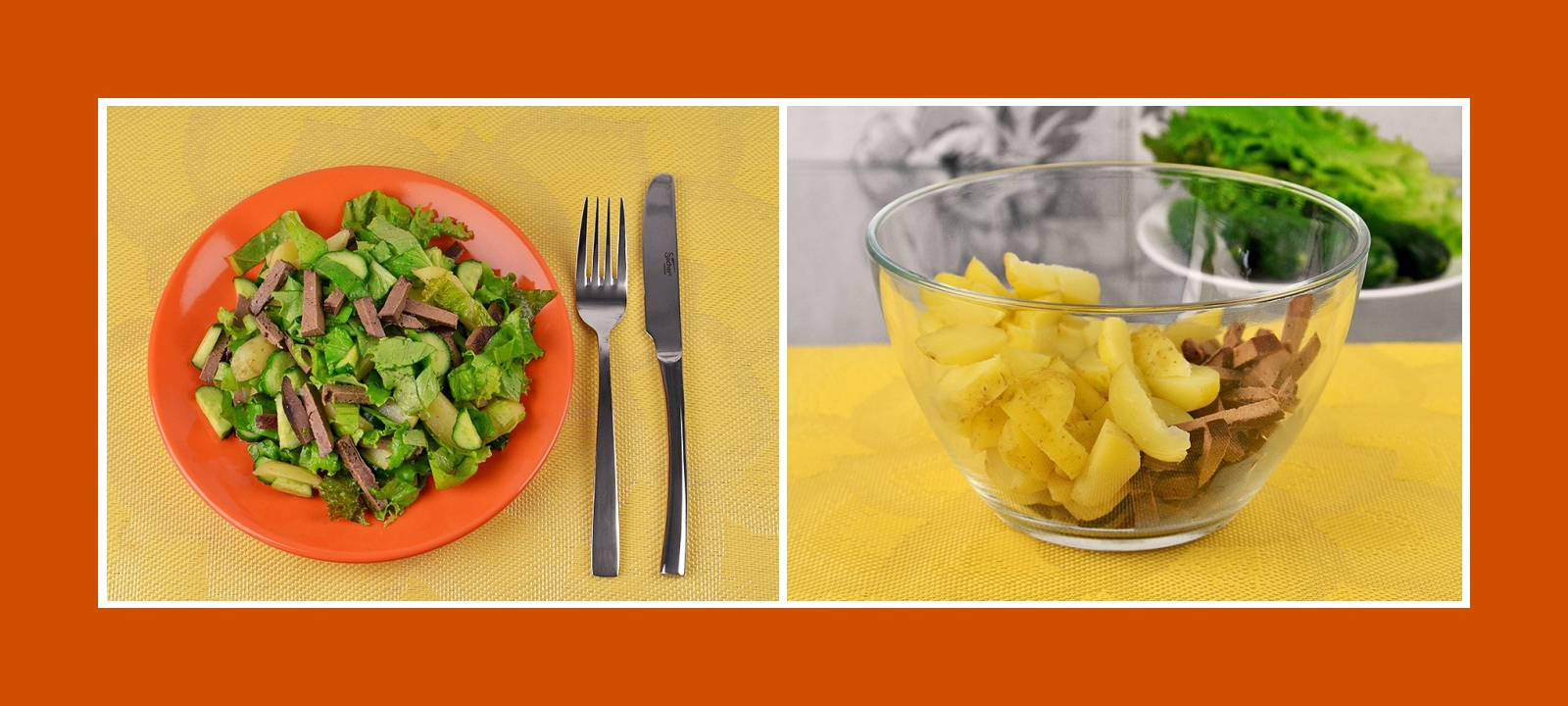 Rindleber und Kartoffeln für gesunden Salat