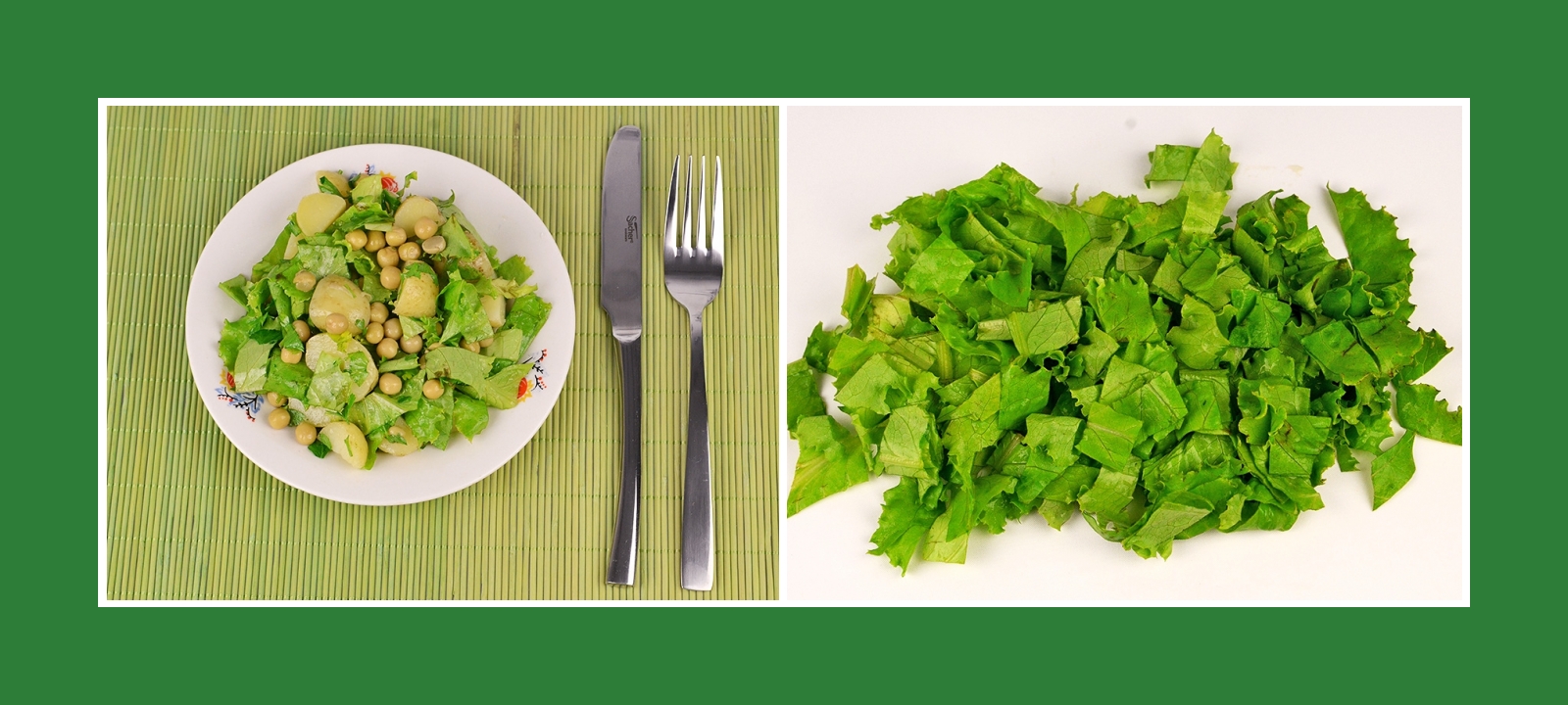 Gartensalat Salatblätter für Kartoffesalat mit Erbsen